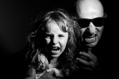 Father and daughter in gang style  clipart