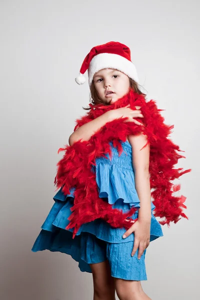 Meisje in santa claus kostuum — Stockfoto