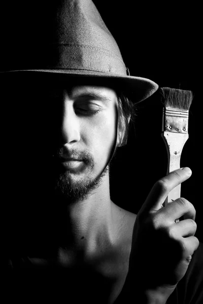 Male artist with a brush — Stock Photo, Image