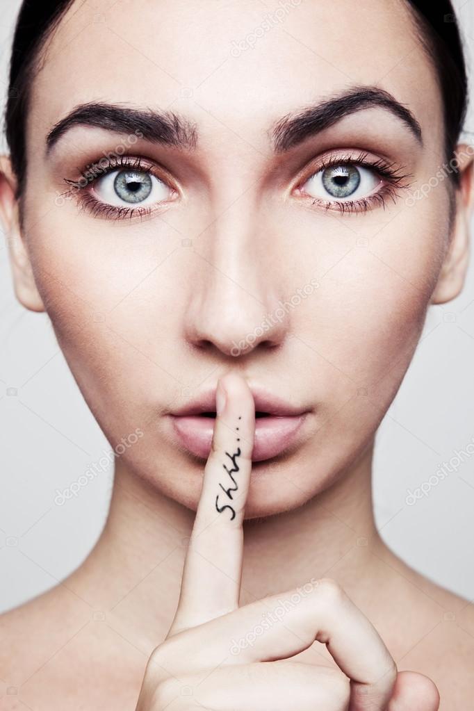 picture Shhh Finger https depositphotos com 128428906 stock photo girl with word shhh on html