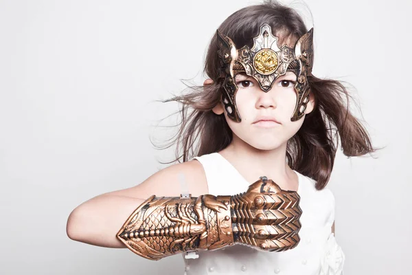 Little warrior girl — Stock Photo, Image