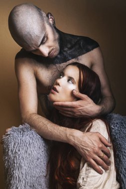 Portrait of couple, angel and demon concept clipart