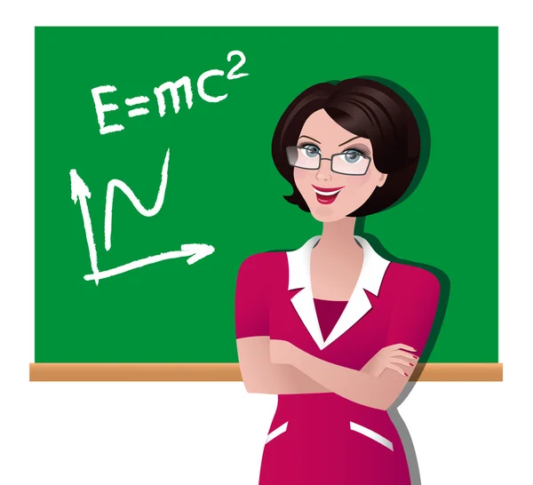 Vector illustration of a teacher at a school board. — Stock Vector