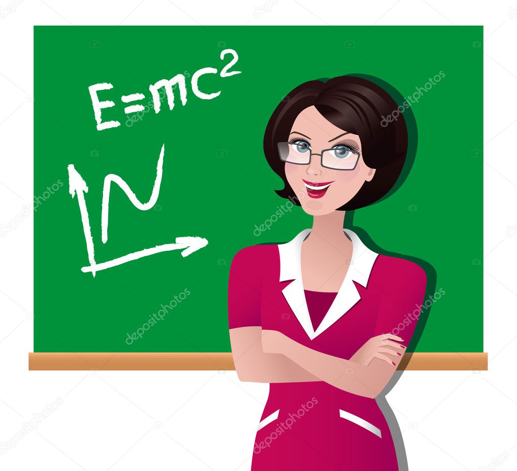 Vector illustration of a teacher at a school board. 