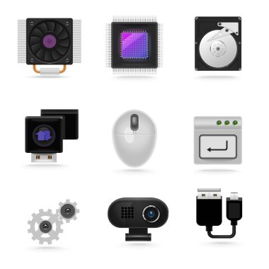  bilgisayar parçaları vektör Icon set
