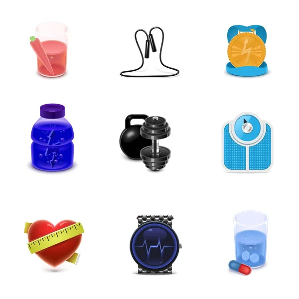 Fitness Spor Vektör Icon Set — Stok Vektör