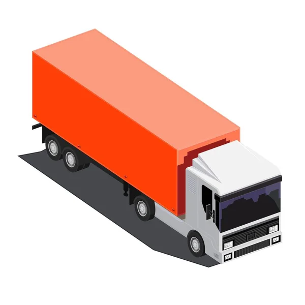 Vettore Isometrico Piatto Trasporto Camion Veicolo Trasporto Industriale Illustrazione Infografica — Vettoriale Stock