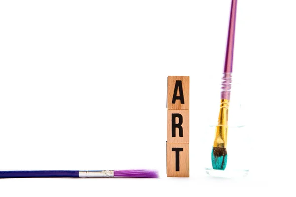 Art - blocks and brushes with white background — Stock Photo, Image