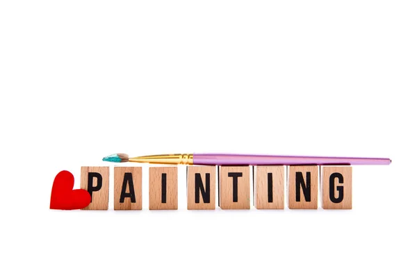 Love Painting - blocks and brush on white background — Stock Photo, Image