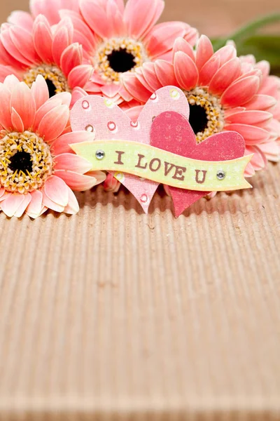 I Love You - pembe çiçekli — Stok fotoğraf