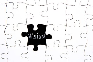 Puzzle parçaları - kelime Siyah Kara tahta uzayda vizyonu ile