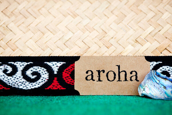 NZ - Kiwi - Maori theme - backgrounds and objects -with Maori word for love and respect (aroha)