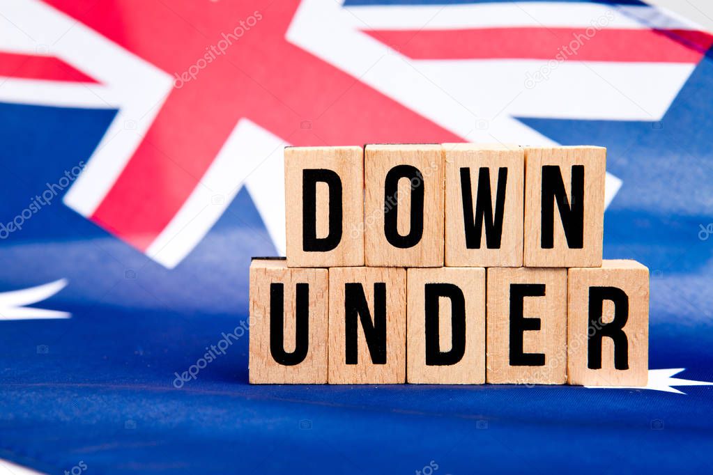 Australian Flag - Down Under - wooden letters