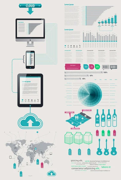 Düz infographics unsurları — Stok Vektör