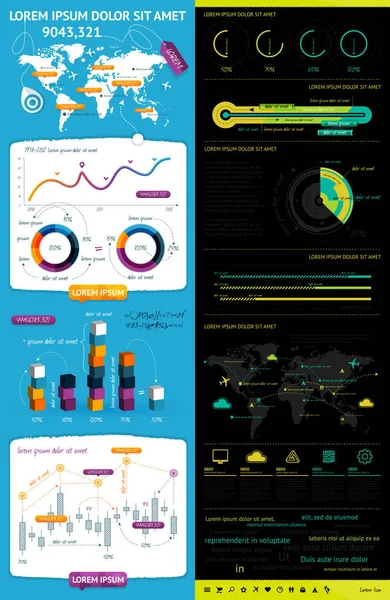 Elementos de infográficos com um mapa da Terra — Vetor de Stock