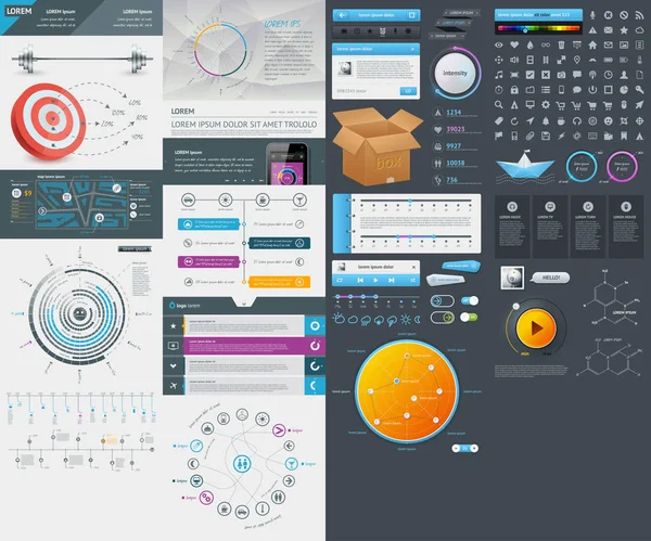 Éléments d'infographie avec boutons et menus — Image vectorielle