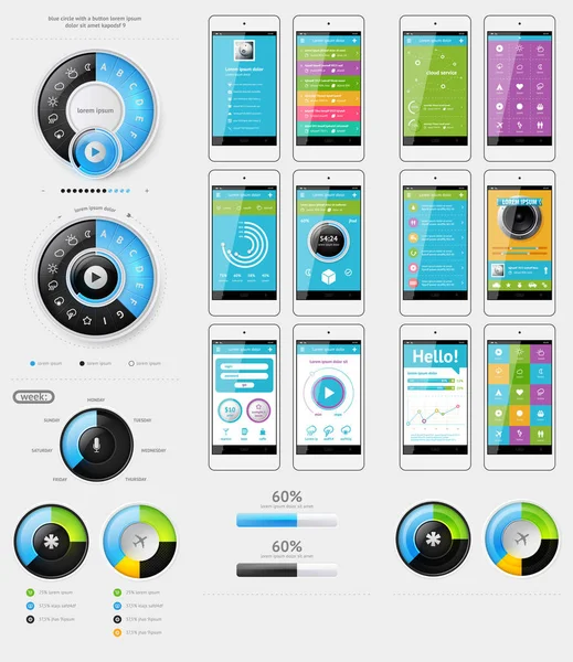 Modèle d'interface graphique pour téléphone — Image vectorielle