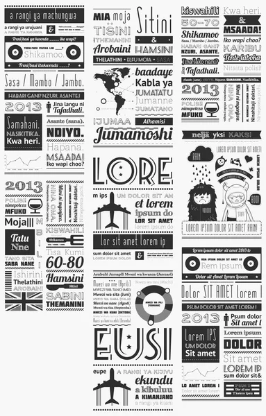 Typografie met elementen van infographics en pictogrammen — Stockvector