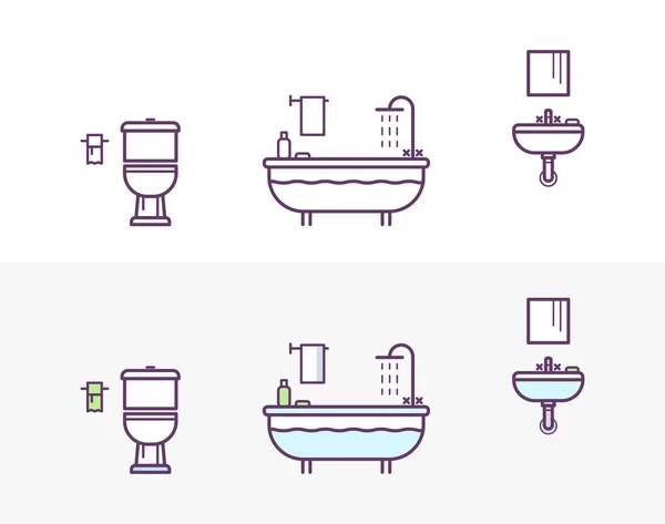 Icônes vectorielles de salle de bains Vecteur En Vente