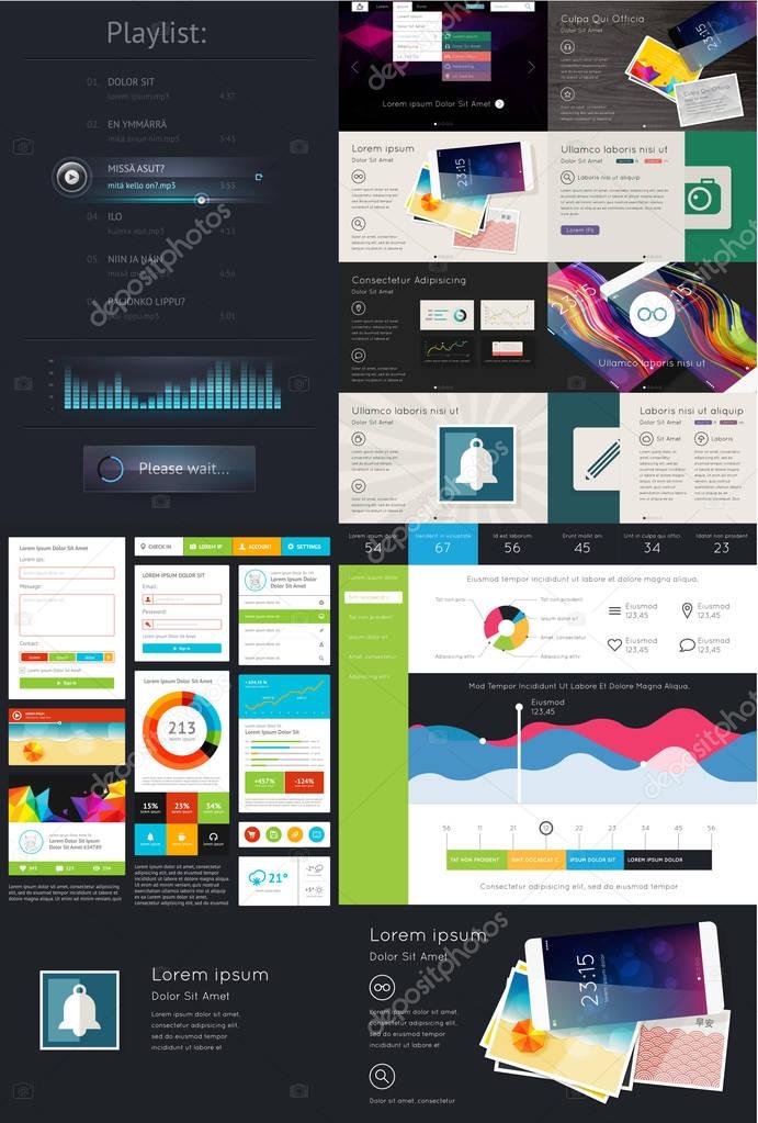Phone GUI Template. Wireframe UI Kit