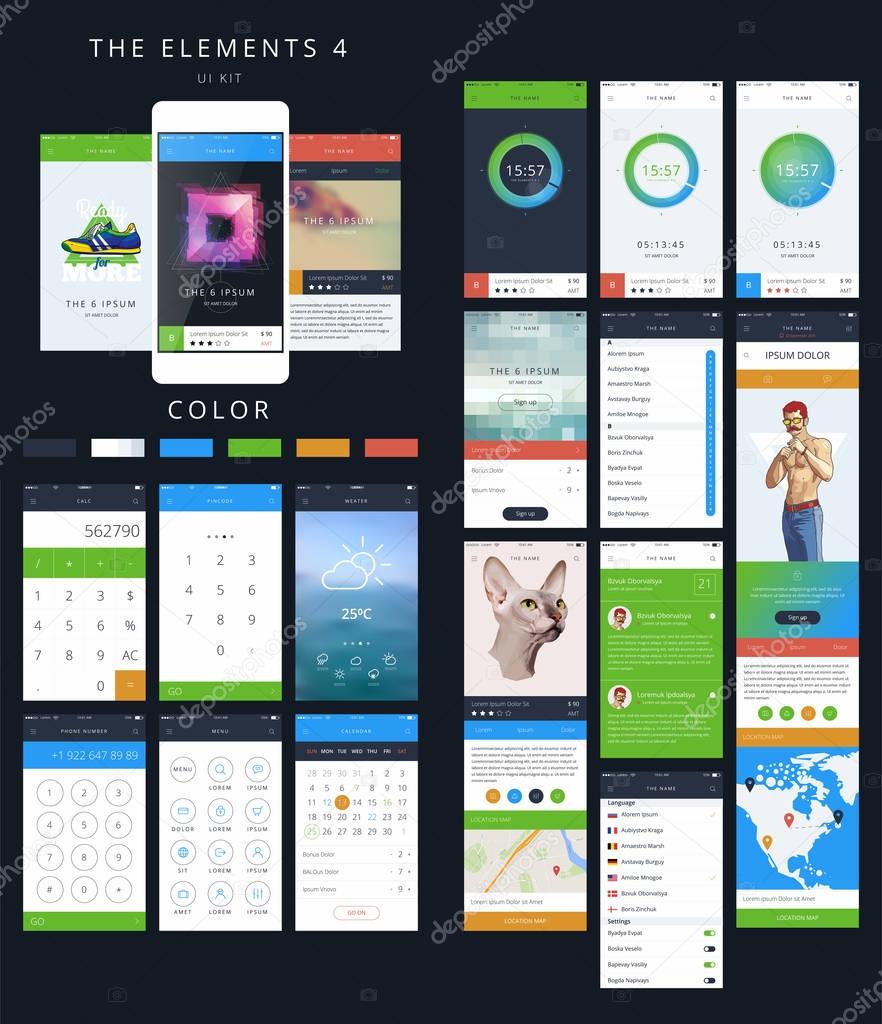 Phone GUI Template. Wireframe UI Kit