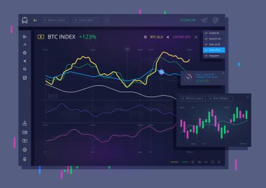 Ticaret Pano bitcoin, vektör, illüstrasyon vektör