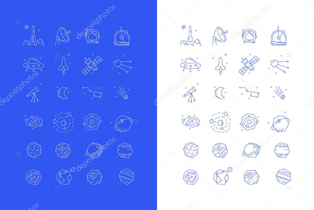 Set of various icons for space