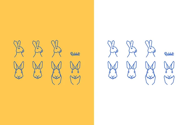 Hand Drawn Rabbit Head Icons — ストックベクタ