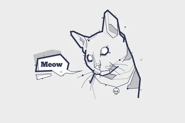 Logotipo Gato Com Letras Meow Simplesmente Ilustração Vetorial Gráficos De Vetores