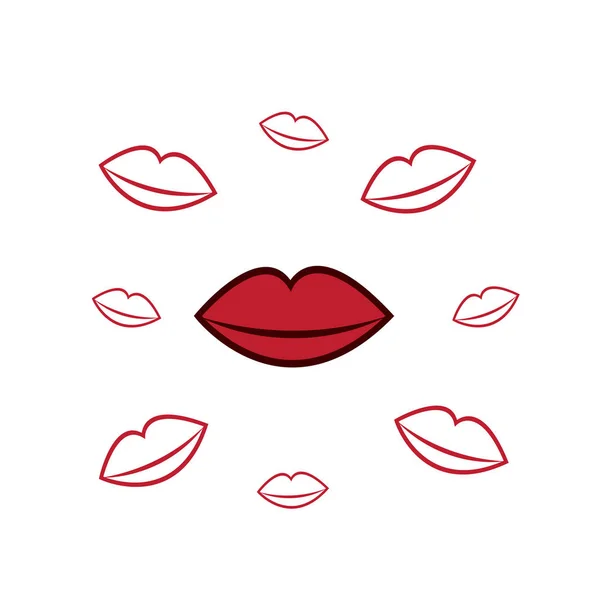 Labios Besos flotantes — Vector de stock