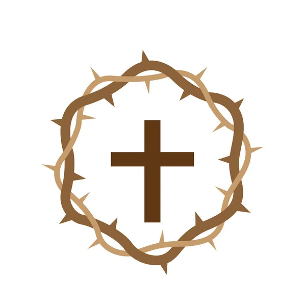 Крест с деревянной короной — стоковый вектор