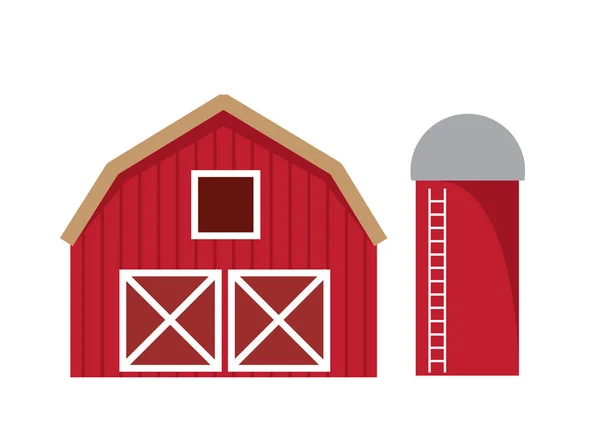 Červená stodola, samostatný — Stockový vektor