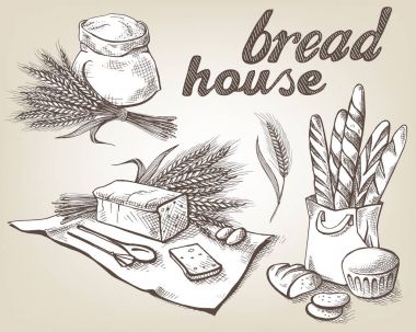 Taze ekmek ve tüm un olan torba