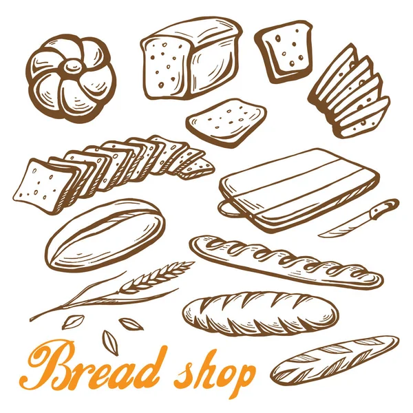Brot von Hand gezeichnet — Stockvektor