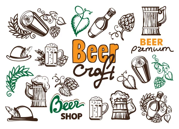 Set icono cerveza — Archivo Imágenes Vectoriales