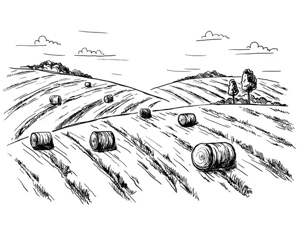 Grafik tarzı kırsal manzara