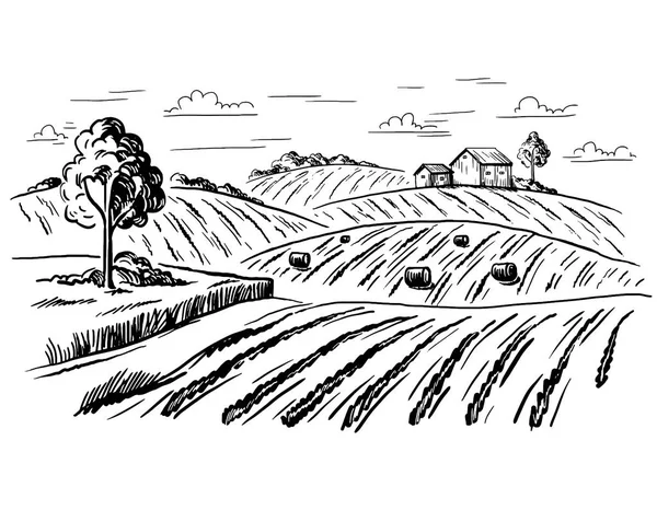 Grafik tarzı kırsal manzara