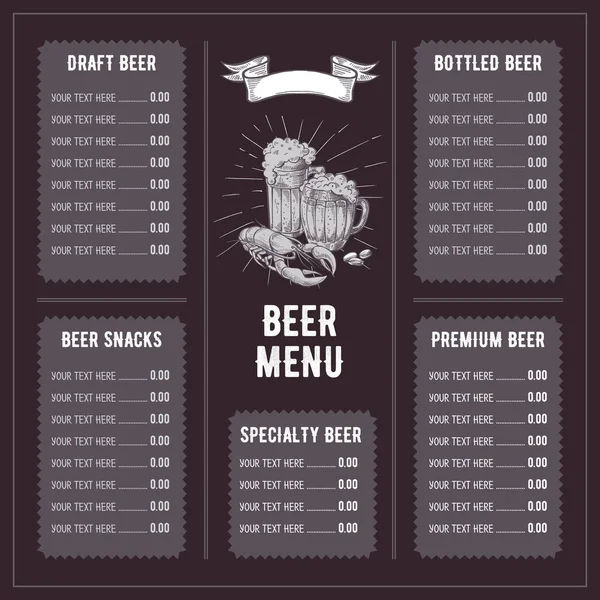 Pivní restaurace brožura vektor — Stockový vektor