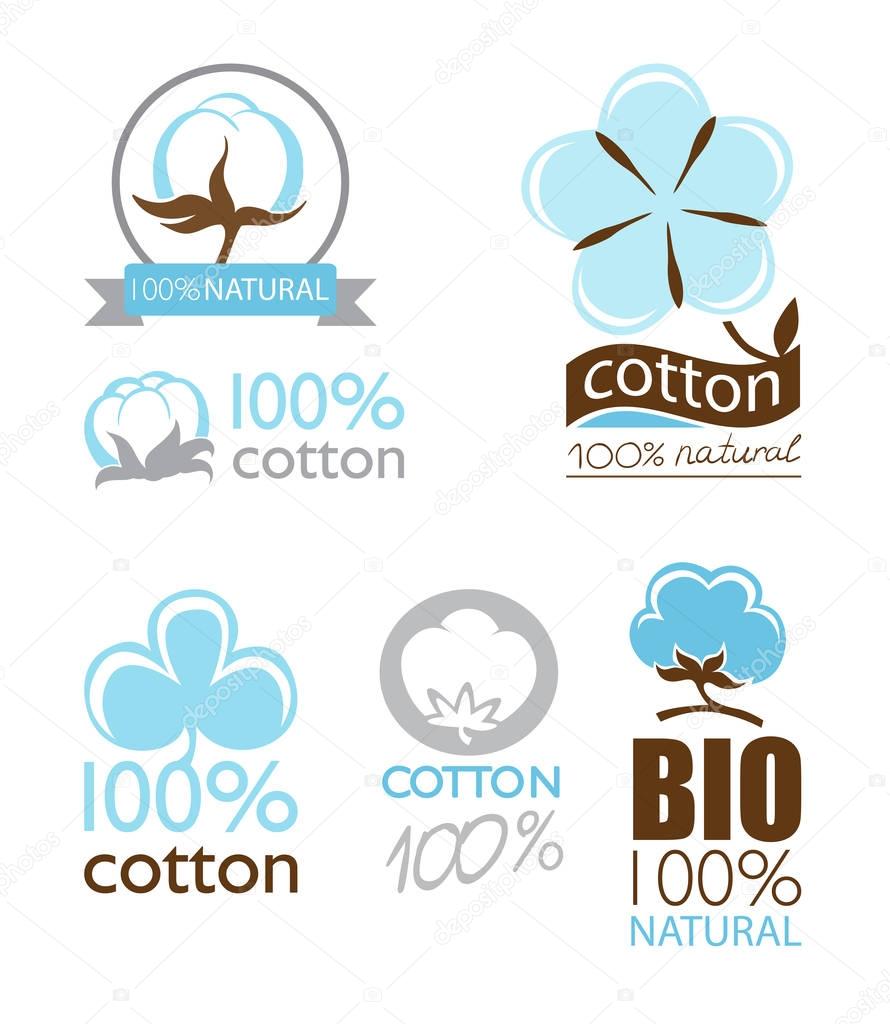 Vector cotton icons set collection logo