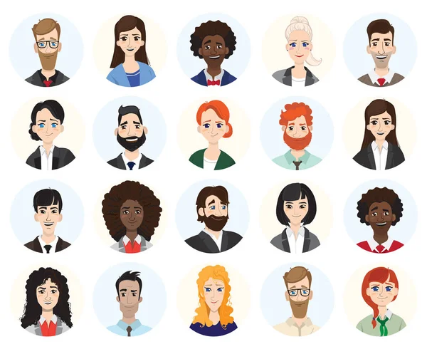 Set of diverse round avatars on white background — Stock Vector