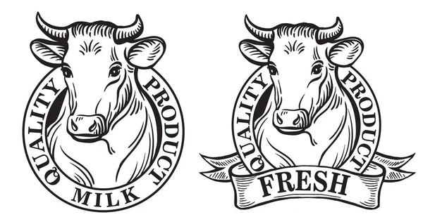 Serie di vettore un'etichetta di vacche da latte — Vettoriale Stock