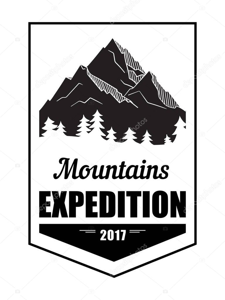 American mountains Vintage Logo Badge sketch vector
