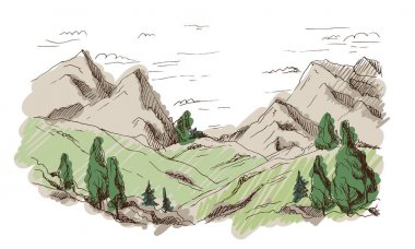 Kırsal manzara kroki