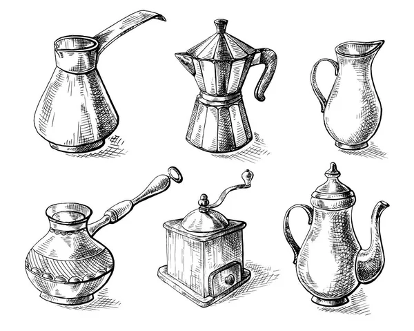 Set of coffee pots — Stock Vector