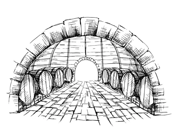 Bodega con barricas — Archivo Imágenes Vectoriales