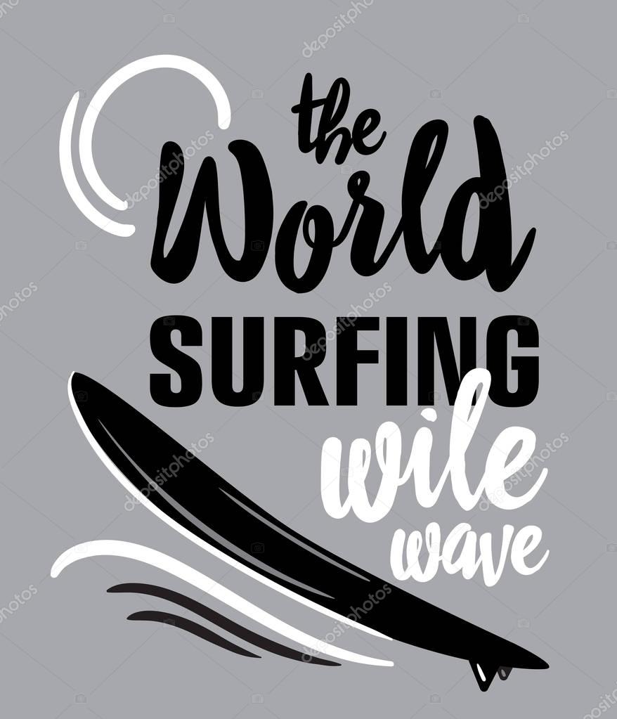 Summer surfing retro badge. Surfing concept for shirt or logo, print, stamp. Vector illustration.
