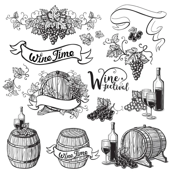 Set di emblemi del vino — Vettoriale Stock