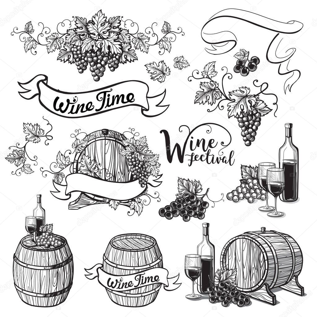 Set of wine emblems