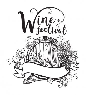 Üzüm, şarap cam tasarımı için vektör çizimi