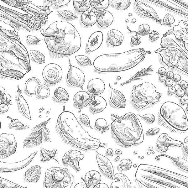 Бесшовный рисунок овощей и специй . — стоковый вектор